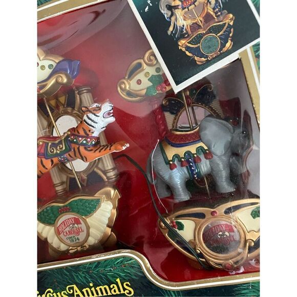 Vintage Mr. Christmas 3 Pack Of Carousel Circus Animal Ornaments In Original Box - Picture 10 of 12